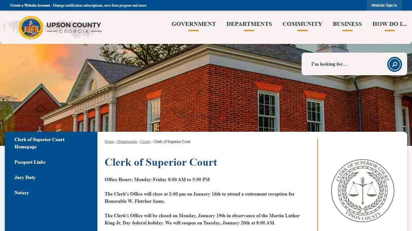 Clerk of Superior Court | Upson County, GA