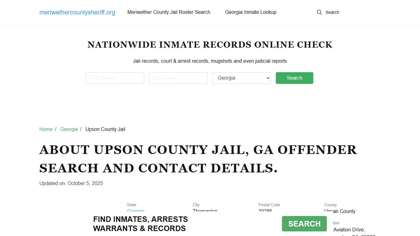Upson County Jail, GA Offender Search, Contacts.
