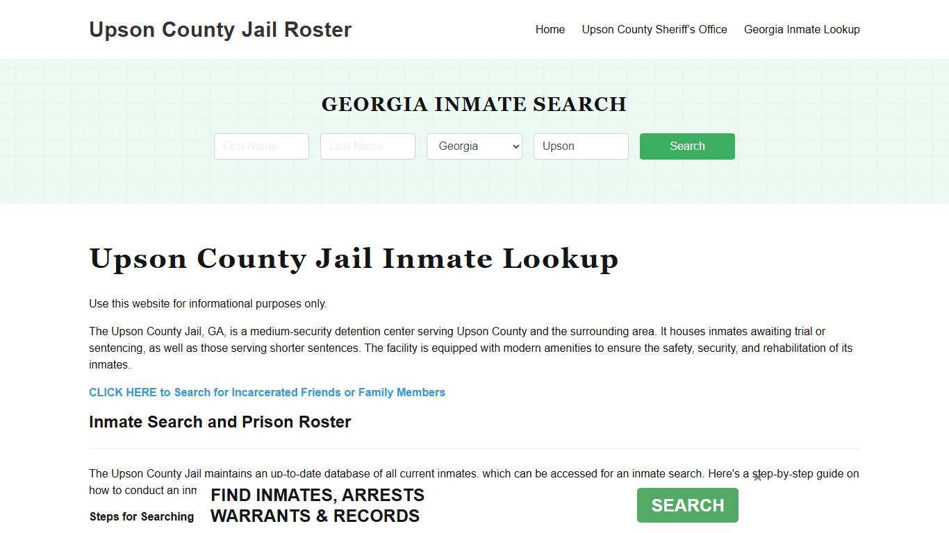 Upson County Jail Roster Lookup, GA, Inmate Search